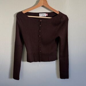 Hello Molly Brown Ribbed Button-Up Cardigan